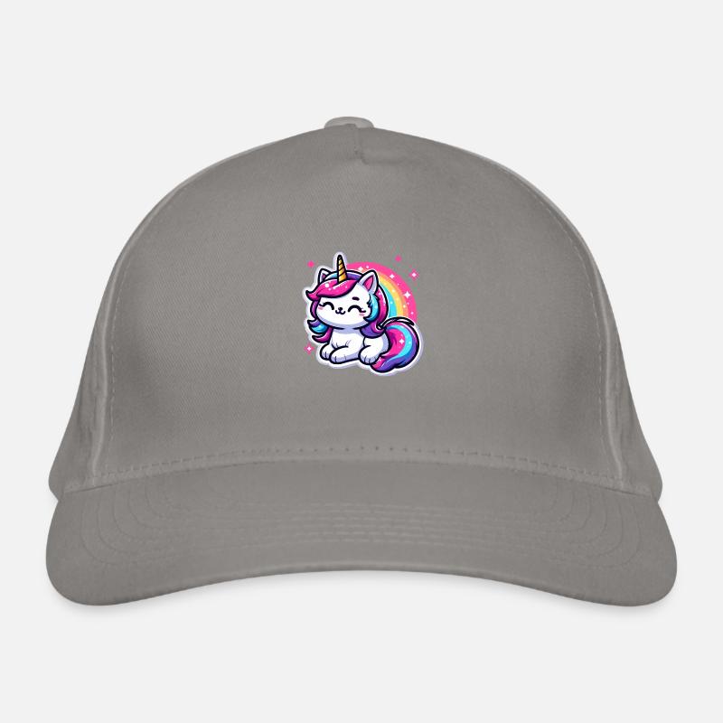 Regenbogen Einhorn Katze Bio-Baseballkappe