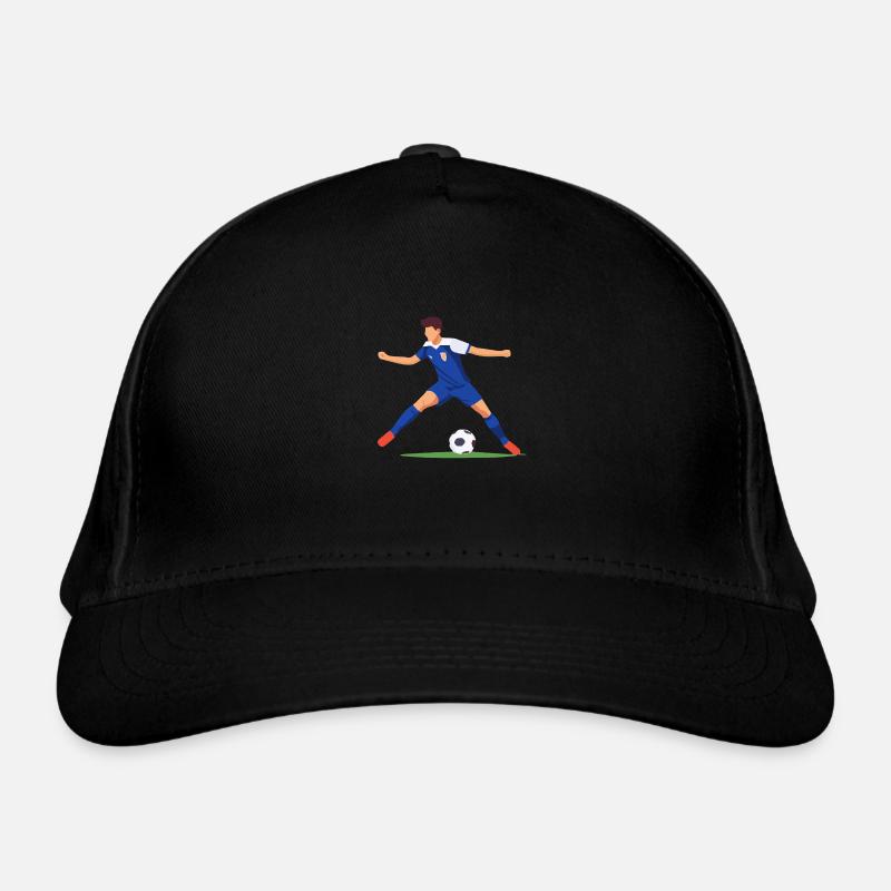 Fußballer mit blauem trikot Bio-Baseballkappe