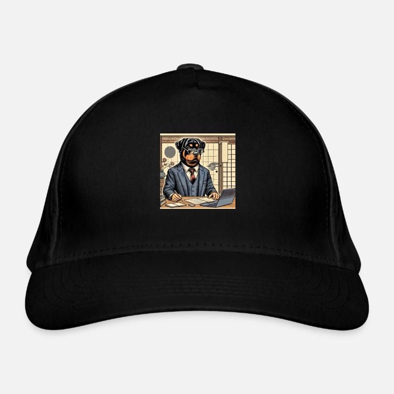 Rottweiler at the Desk - Ukiyo-e Style - Organic Baseball Cap - black