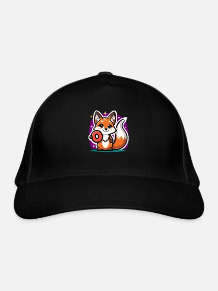 Adorable Zero No More Fox - Organic Baseball Cap - black - Front