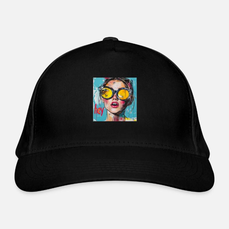 HEY greeting in red pop art Organic Baseball Cap