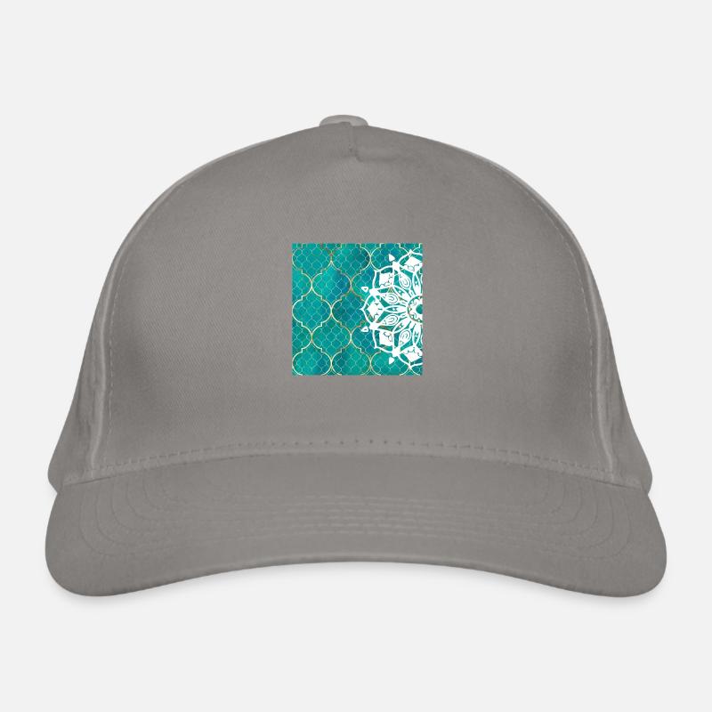 Teal Mandala Moroccan Art Organic Baseball Cap