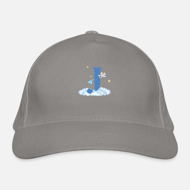 Buchstabe j Blaue Wolken Flugzeug Kind Bio-Baseballkappe