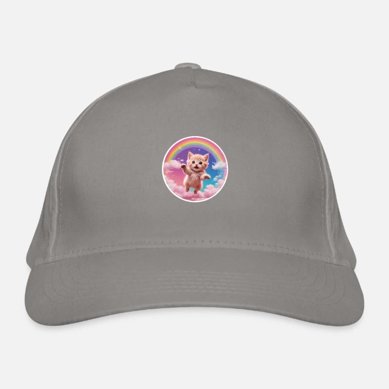 Pink Kitten Rainbow 1 Organic Baseball Cap