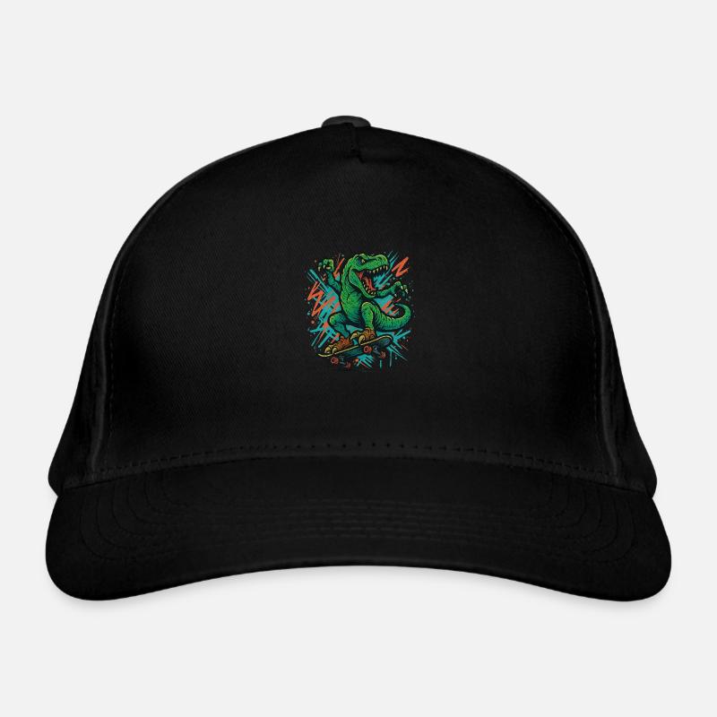 Dino mit Skateboard Bio-Baseballkappe