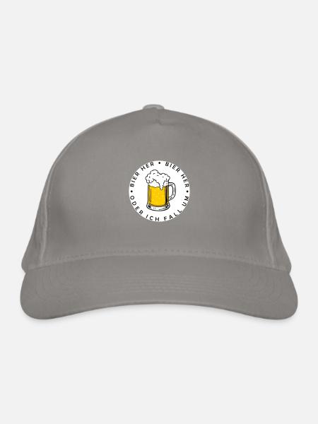 Bees here - Oder ich fall um! - Organic Baseball Cap - light grey - Front