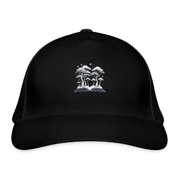 Magic Forest – Book with Trees - Organic Baseball Cap - black - Front