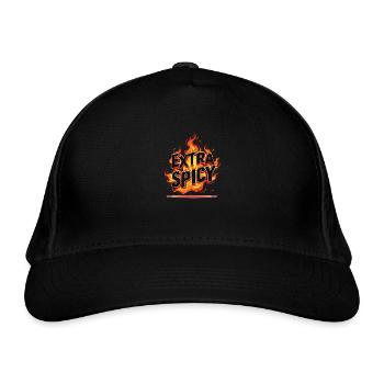 Extra Spicy – Flame Lettering - Organic Baseball Cap - black - Front