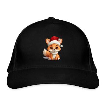 Weihnachtspfote: Niedlicher Fuchs mit Mütze 2 - Bio-Baseballkappe - Schwarz - Vorne