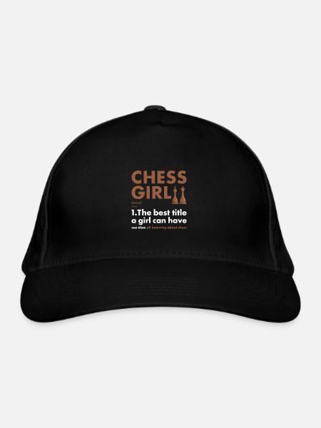 Chess Player Girl Definition Chess - Bio-Baseballkappe - Schwarz - Vorne