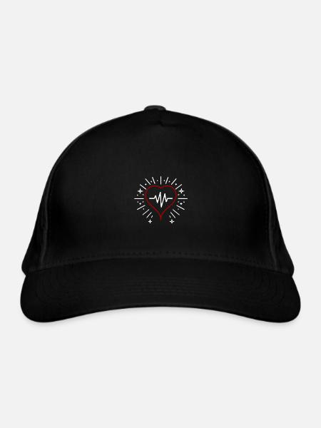 Träumerhertz Logo weiss - Bio-Baseballkappe - Schwarz - Vorne