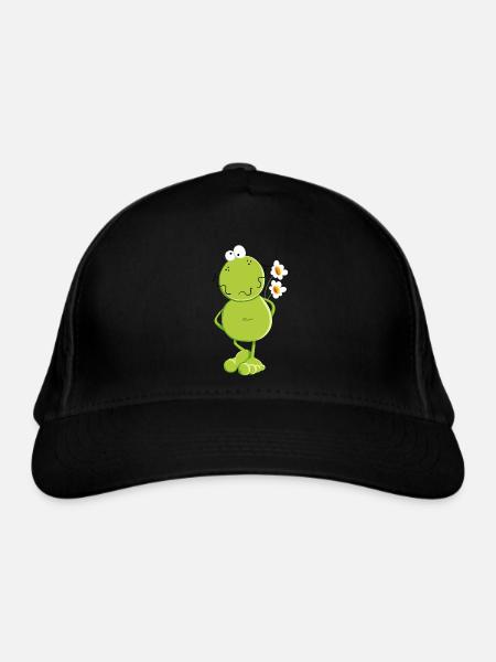Frosch mit Blumen - Bio-Baseballkappe - Schwarz
