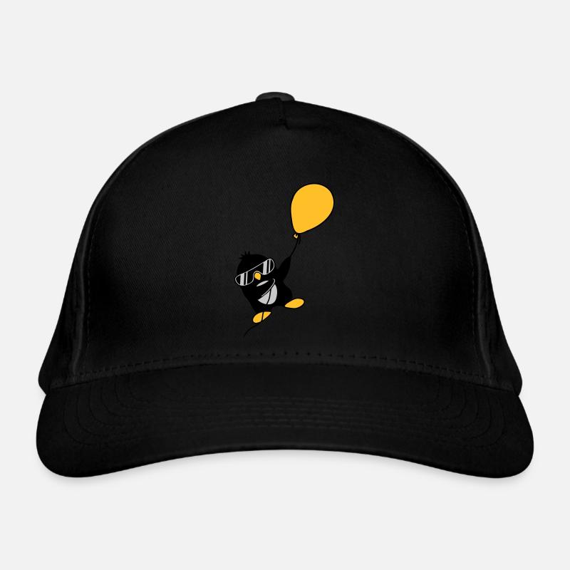 Luftballon Pinguin fliegt weg Bio-Baseballkappe