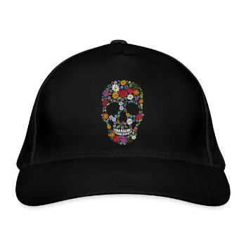 Flower skull totenschädel blumen - Bio-Baseballkappe - Schwarz - Vorne