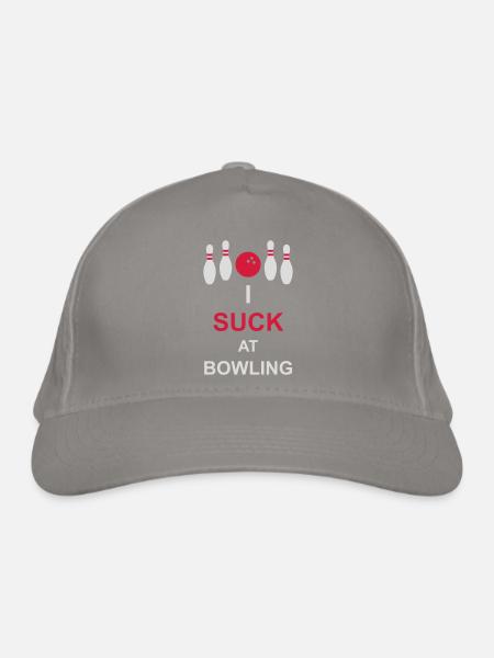I suck at bowling - Organic Baseball Cap - light grey - Front