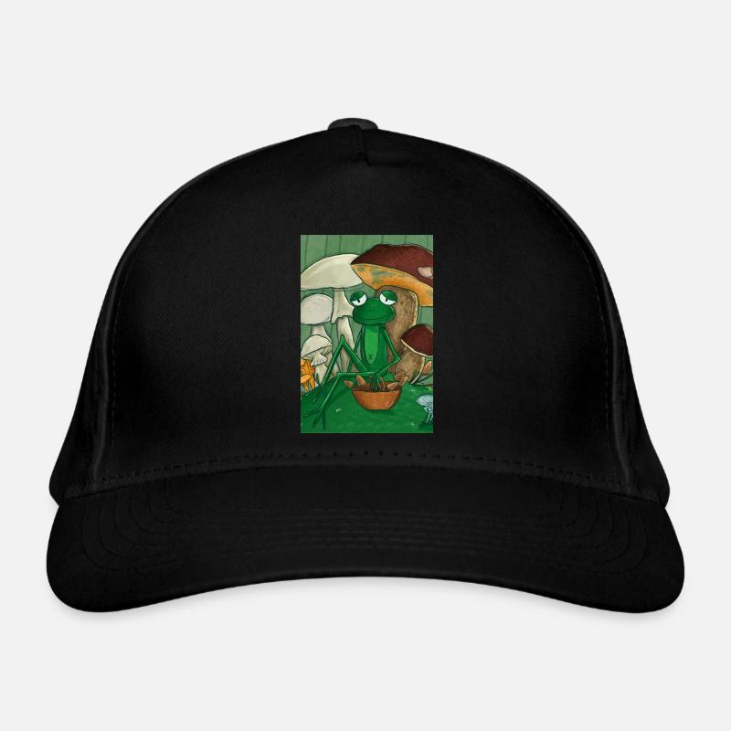 Frog picking mushrooms Organic Baseball Cap