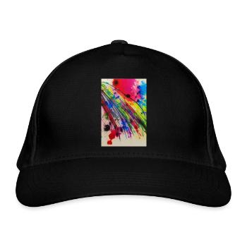 Farbspritzer und Linien - Bio-Baseballkappe - Schwarz - Vorne