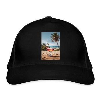 Strand Weinglas - Bio-Baseballkappe - Schwarz - Vorne