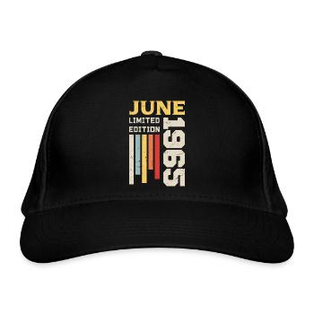 Juni 1965 - Geburtstagsgeschenk Juni 1965 Juni - Bio-Baseballkappe - Schwarz - Vorne