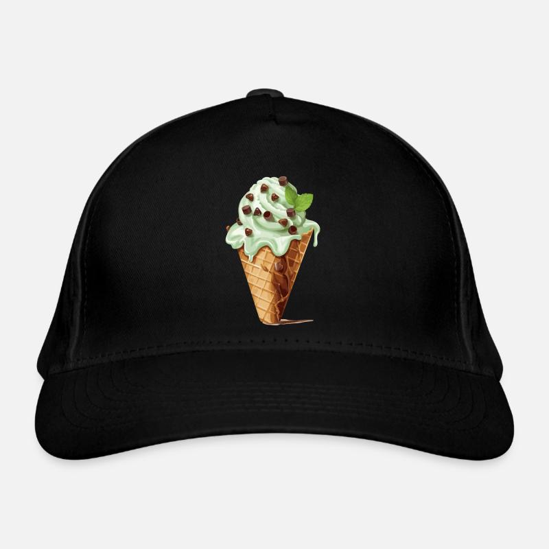 Cornet de crème glacée aux pépites de chocolat à la menthe Casquette classique bio