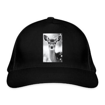 Tranquil Deer in Snowy Forest - Organic Baseball Cap - black - Front