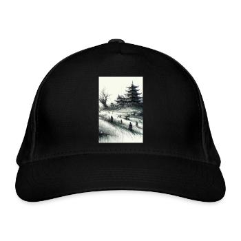 Temple de samouraïs serein dans un Japon enchanteur - Casquette classique bio - noir - Devant