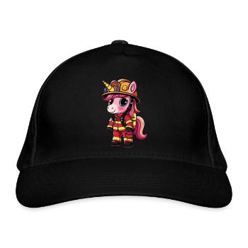 Cute Unicorn Firefighter - Bio-Baseballkappe - Schwarz - Vorne