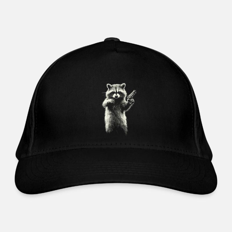 Waschbär mit Pistole Bio-Baseballkappe
