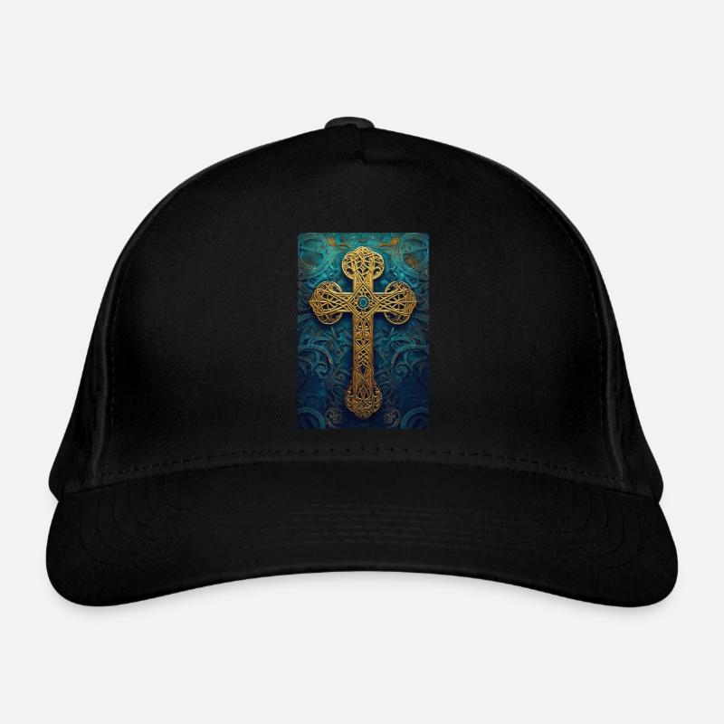 Croix celtique dorée ornée Casquette classique bio