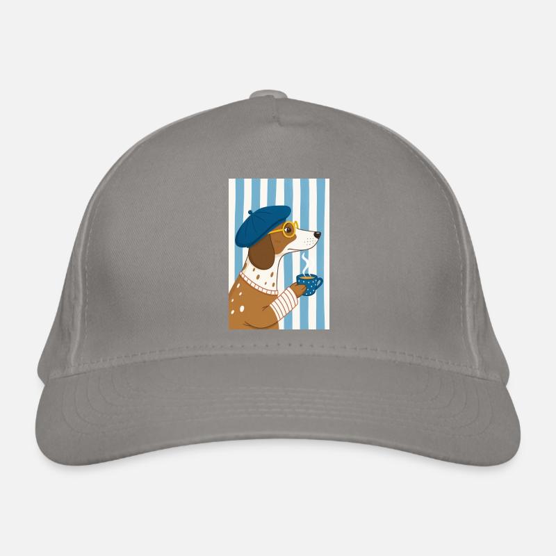 Chic Dog Coffee and Beret Organic Baseball Cap