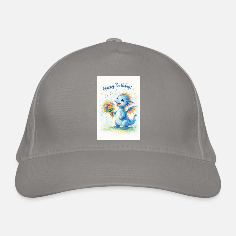 Dragon bleu avec bouquet de fleurs Casquette classique bio