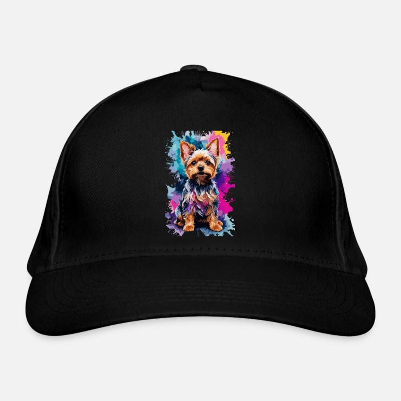 Chien Yorkshire Terrier dans un design coloré et cool - Casquette classique bio - noir