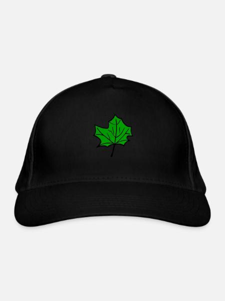 Grünes Blatt - Bio-Baseballkappe - Schwarz - Vorne