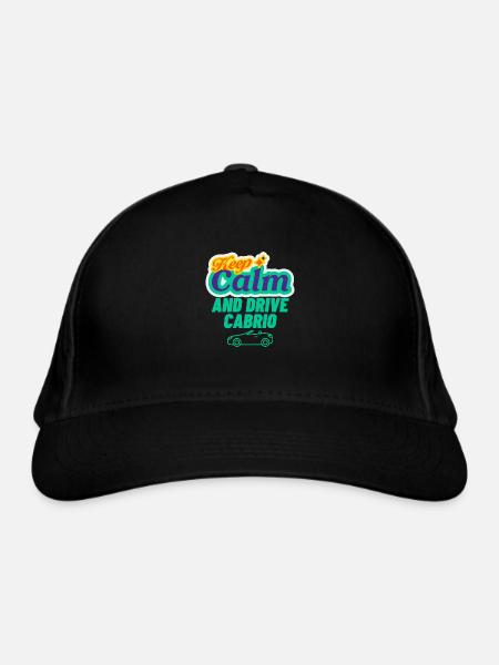 Bleib ruhig und fahre Cabrio lustiger Cabriolet - Bio-Baseballkappe - Schwarz - Vorne
