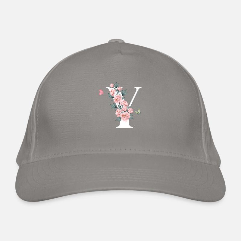 Buchstaben und rosa Blumen Bio-Baseballkappe