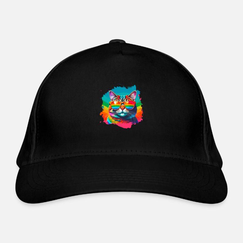 Cat, Sunglasses, LGTB, Rainbow, Colorful Organic Baseball Cap