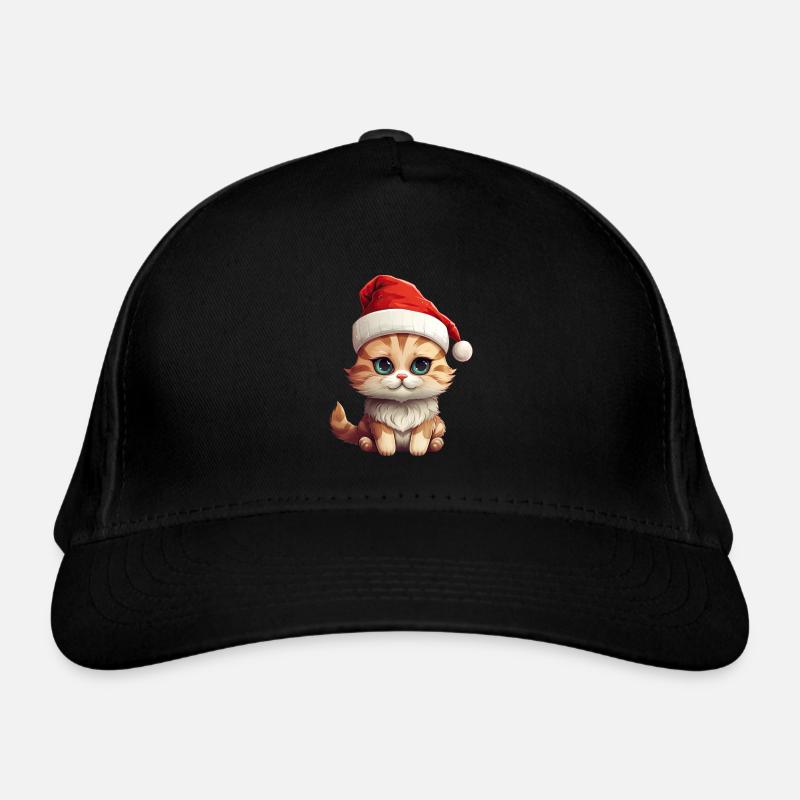 Weihnachtspfote: Niedliche Katze mit Mütze 2 Bio-Baseballkappe
