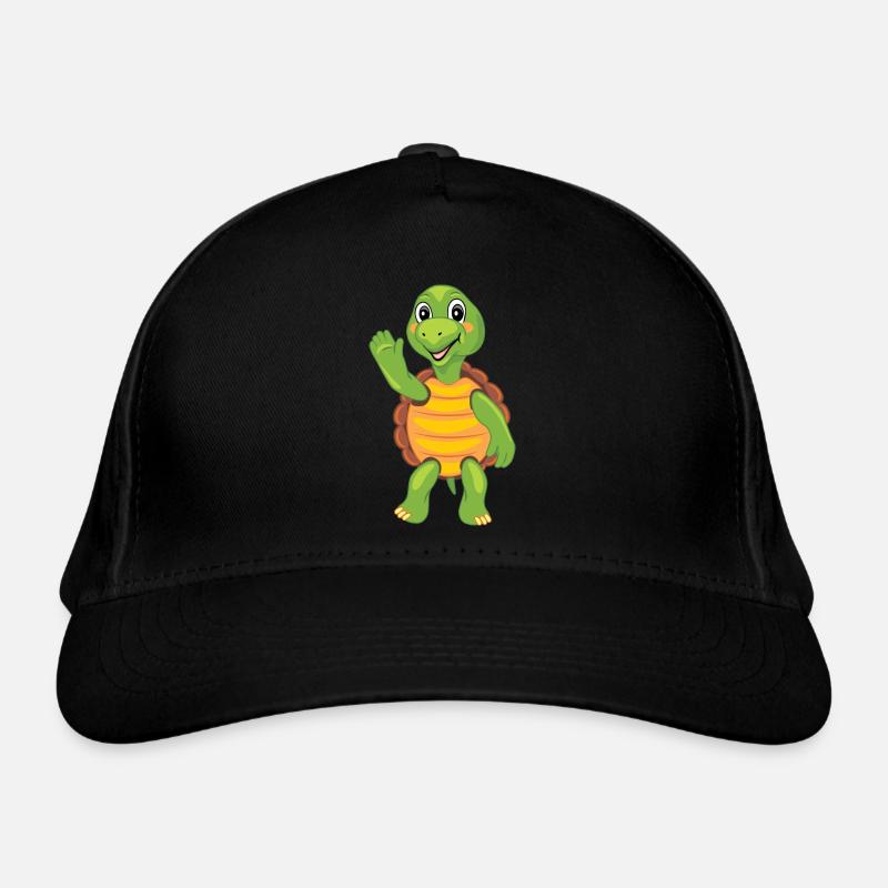 Funny cartoon turtle waving paw Organic Baseball Cap