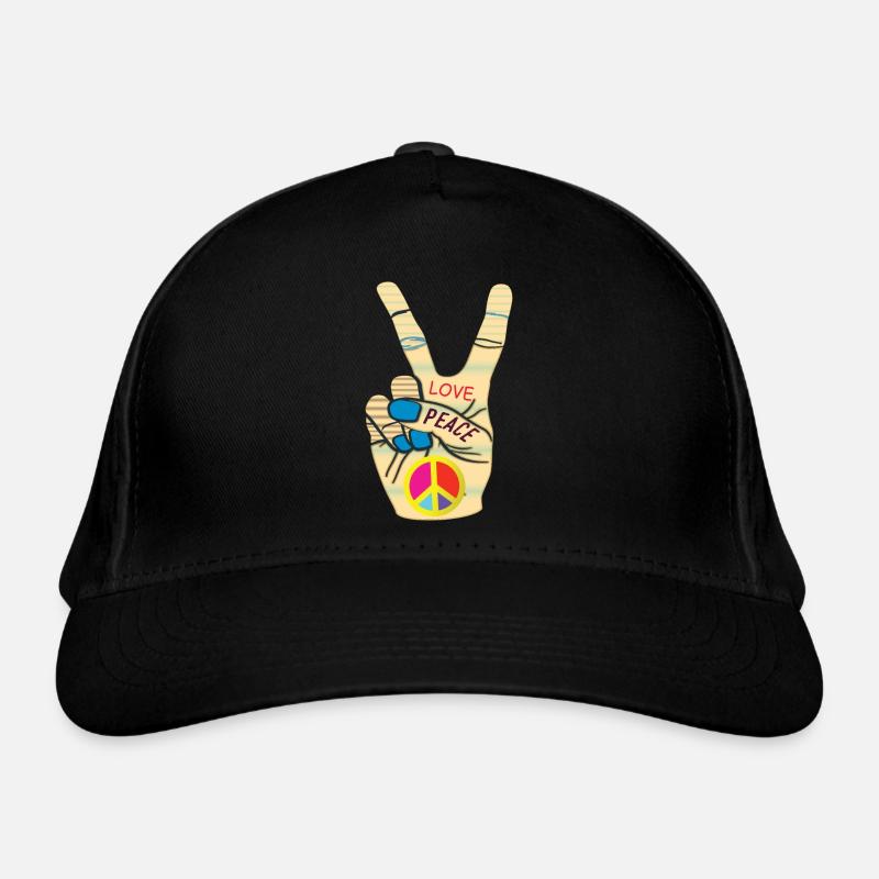 Peace Hand Love - Bio-Baseballkappe - Schwarz