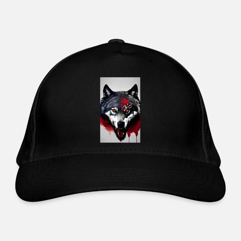 Blutrünstiger Wolf Bio-Baseballkappe