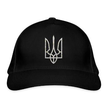 Ukraine Wappen Gerfalke Trident Dreizack Marmor 2 - Bio-Baseballkappe - Schwarz - Vorne