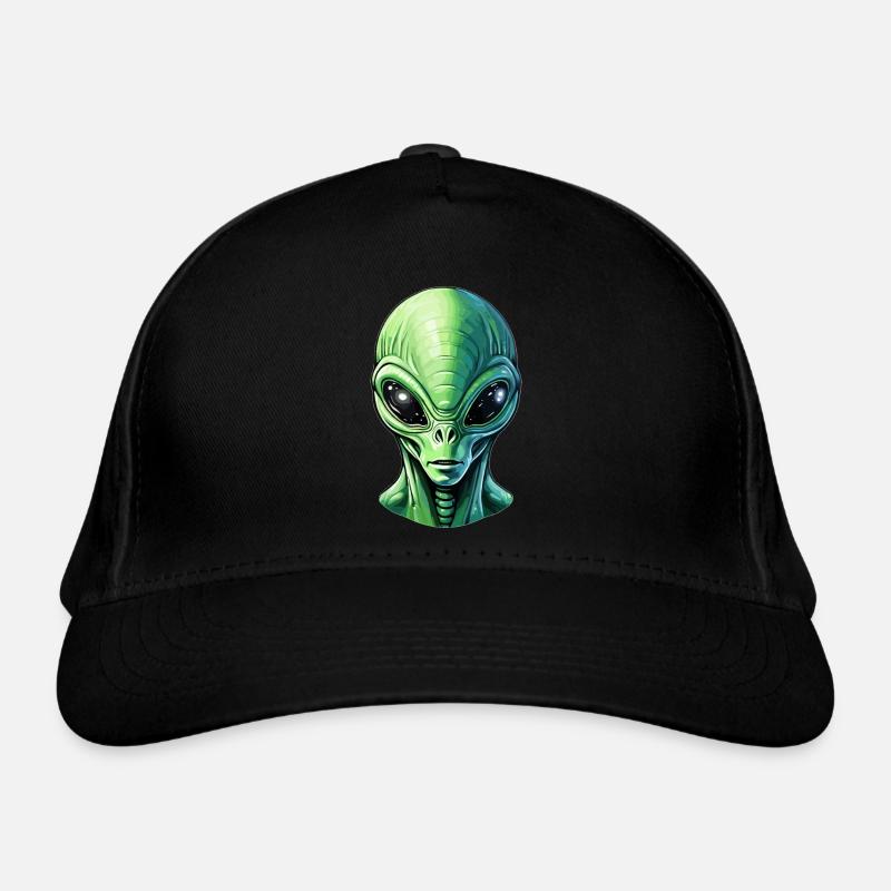 Green Alien Head Organic Baseball Cap