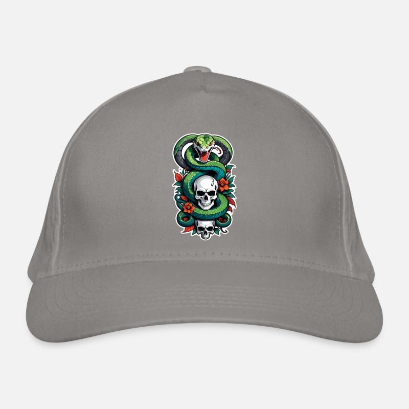 Snake Skeleton and Tattoo Organic Baseball Cap
