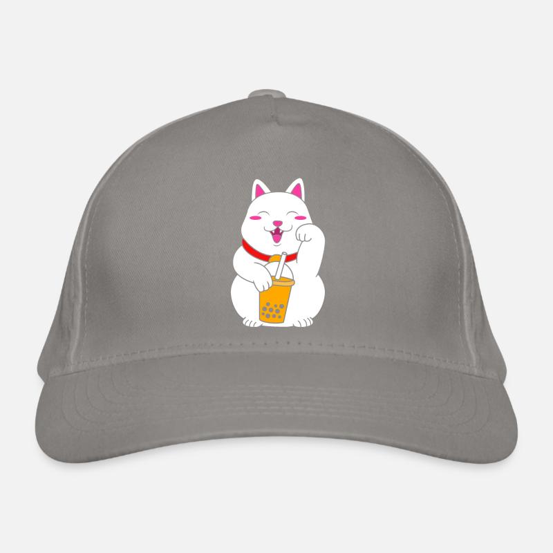 Maneki Neko Japan Glücksbringer Boba Tee Bio-Baseballkappe