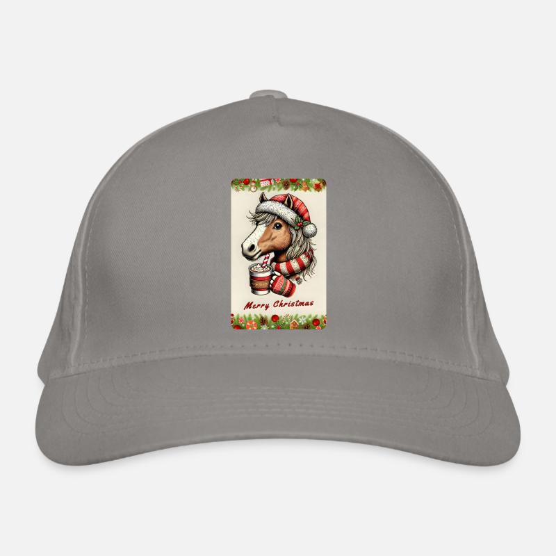 Weihnachtspferd mit heißer Schokolade Bio-Baseballkappe