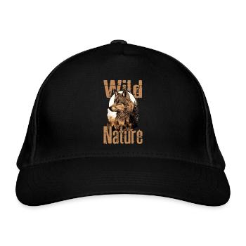 Wolf Wolfskopf Wald Natur Berge Wildnis Bunt - Bio-Baseballkappe - Schwarz - Vorne
