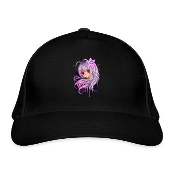 Cute Anime Girl - Organic Baseball Cap - black - Front