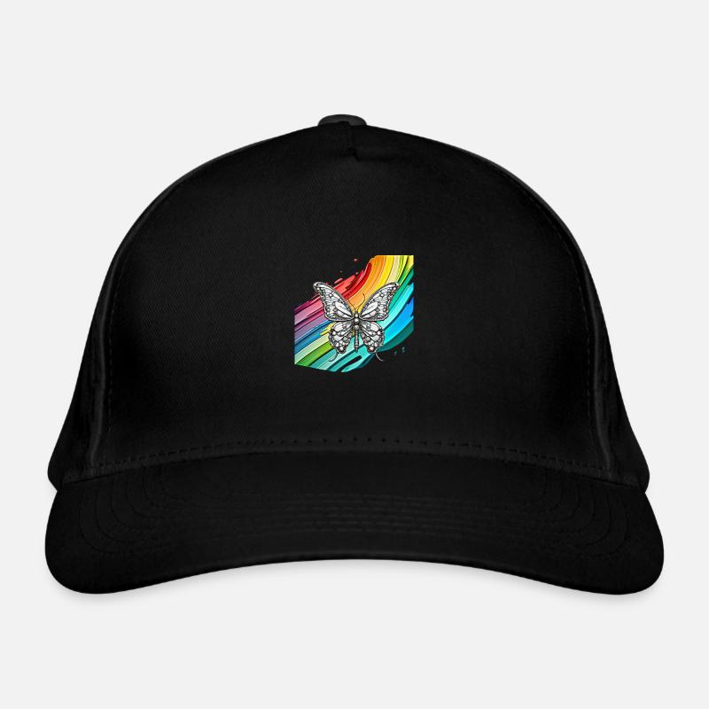 Steampunk butterfly with rainbow background Organic Baseball Cap