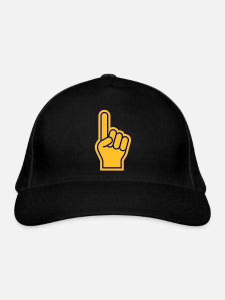 Sports Fan finger - Organic Baseball Cap - black - Front