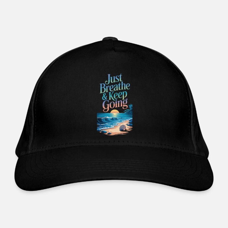 Motivation à la plage - Respirez profondément et continuez à marcher Casquette classique bio